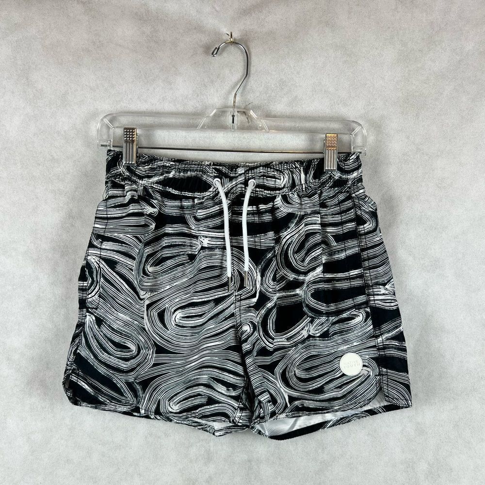 Native Youth Black and White swim Trunks